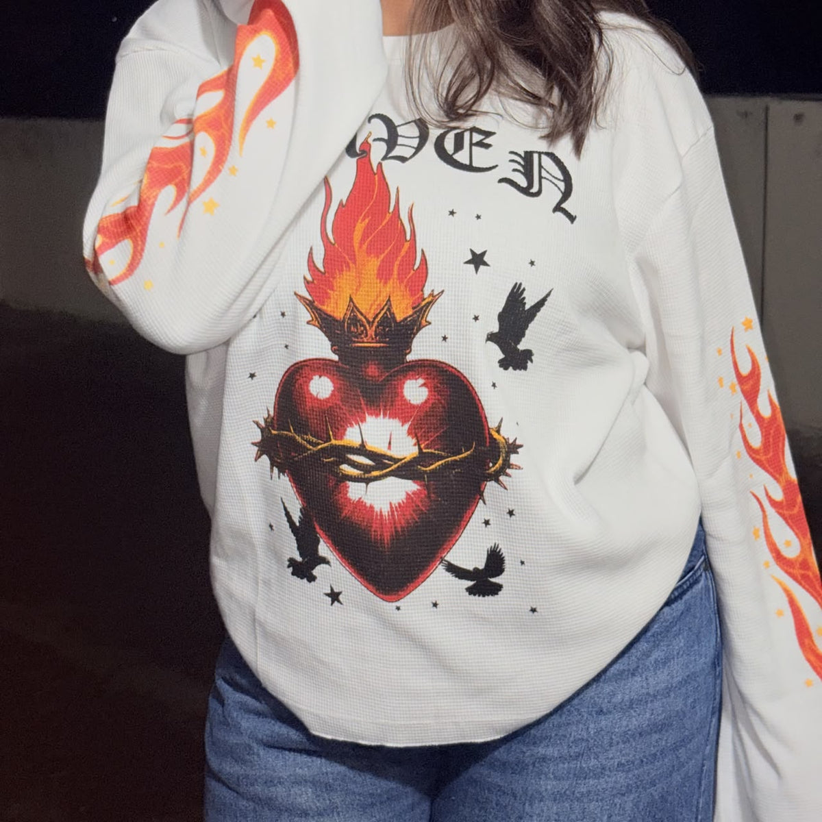 Fire lips waffle tee