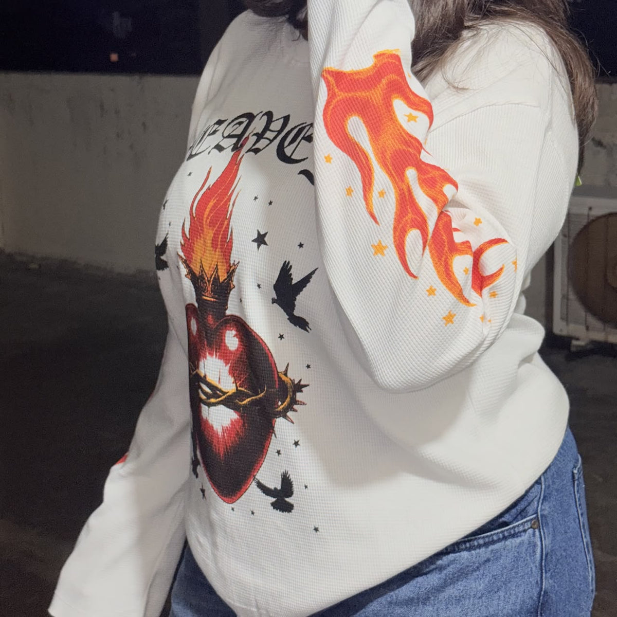 Fire lips waffle tee